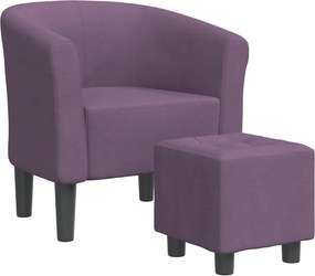 vidaXL Fotoliu tip cuvă cu taburet, violet, material textil