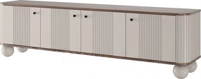 Dulap TV Vesper 4D 187 cm - cașmir / nuc / mânere negre / picioare rotunde