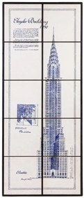 Tablou decorativ albastru/alb din ceramica si MDF, 43x4x104 cm, Chrysler Building Bizzotto