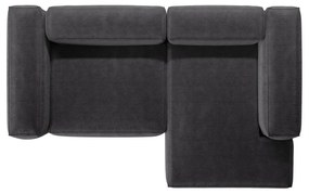 Colțar gri închis cu tapițerie din catifea reiată (cu colț pe partea dreaptă/cu șezlong) Bergamo – Cosmopolitan Design