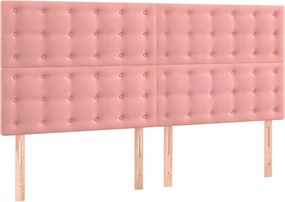 vidaXL Tăblie de pat roz 180x5x118/128 cm catifea