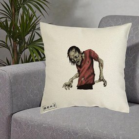 Perna Decorativa Halloween Zombie Infricosator, 40x40 cm, Ecru, Husa Detasabila, Perna Inclusa, BEKZ®