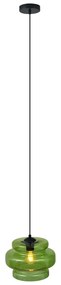 Lampă suspendată retro neagră cu sticlă verde - Denise