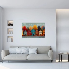 Tablou - Oraș de toamnă pictat (90x60 cm)