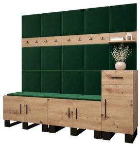 Set mobilier pentru hol Amanda 8 (Stejar artisan + verde). 1085926
