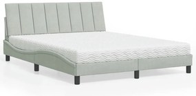 vidaXL Pat cu saltea, gri deschis, 160x200 cm, catifea