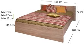 Pat matrimonial 160 cm Gwenn (Stejar sonoma) (fără saltea și somieră). 1052935