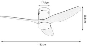 ZEVENTI - Ventilator de tavan LED PADUA, 18W, 230V, Wi‑Fi Tuya, negru/maro + telecomandă