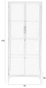 Vitrină neagră din metal 70x170x35 cm Rob – White Label