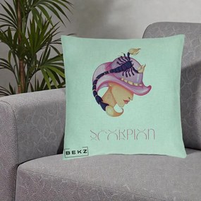 Perna Personalizata Zodiac Scorpion Cowgirl, 40x40 cm, Verde Menta, Husa Detasabila, Perna Inclusa, BEKZ®