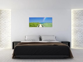 Tablou - Peisaj și curcubeu (120x50 cm)