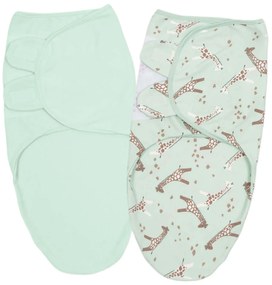 Set 2 sisteme de infasat reglabil din bumbac 0-3 luni Kidizi Giraffe Mint, 100% bumbac