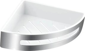 Etajera dus de colt Ferro Emotion alb - inox lucios