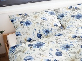 Lenjerie de pat din bumbac FLORI ALBASTRE