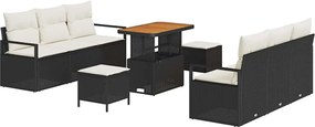 vidaXL Set de canapele pentru grădină 9 pcs Negru Rattan poli