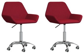 3084926 vidaXL Scaune de bucătărie pivotante, 2 buc., roșu vin, textil