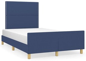 3270512 vidaXL Cadru de pat cu tăblie, albastru, 120x190 cm, material textil