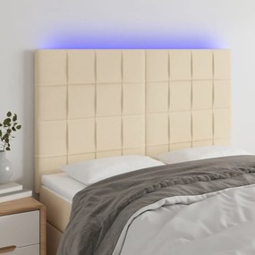 3122427 vidaXL Tăblie de pat cu LED, crem, 144x5x118/128 cm, textil