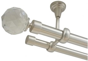 Galerie fara inele kula crystal tavan - 25/19 - crom mat (Alege marime: 200 cm)