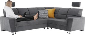 Colţar extensibil, material textil gri, model dreapta, SANTIAGO
