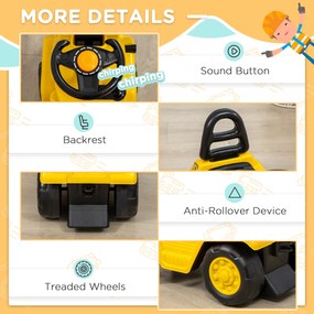 HOMCOM Tractor Jucărie pentru Copii cu Spațiu de Depozitare Sub Scaun, Roți cu Bandă de Rulare, Design Realist, Verde și Negru | Aosom Romania