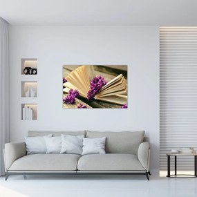 Tablou cu cartea și lavanda (90x60 cm)
