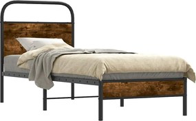vidaXL Cadru de pat fără saltea 75x190cm stejar afumat lemn prelucrat