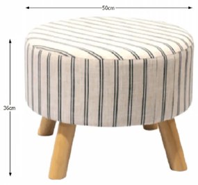 Taburet, material bej cu imprimeu/lemn, RONDA