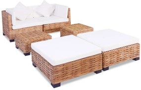 vidaXL Set canapea, 16 piese, ratan natural