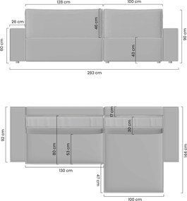 Canapea Flabio Mini extensibilă pe partea stângă - albastru țesătură de acoperire Solar 77