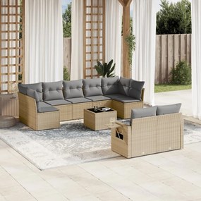 vidaXL Set canapele de grădină cu perne, 10 piese, bej, poliratan