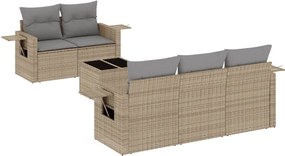 vidaXL Set canapele de grădină cu perne, 6 piese, bej, poliratan