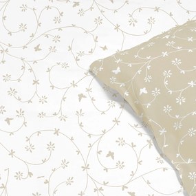Goldea lenjerie de pat din 100% bumbac - flori și fluturi cu bej auriu 140 x 200 și 50 x 70 cm