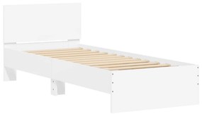 838659 vidaXL Cadru de pat cu tăblie, alb, 75x190 cm, lemn prelucrat