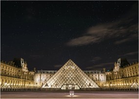 Tablou pe sticlă - Louvre nocturn (70x50 cm)