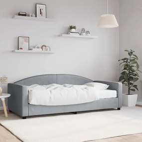 vidaXL Pat de zi cu saltea, gri deschis, 90x190 cm, textil