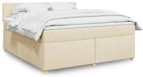 vidaXL Pat continental cu saltea, crem, 180x200 cm, textil