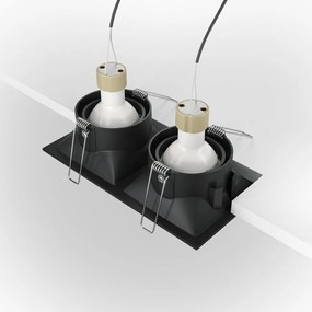 Corp incastrabil cu 2 spoturi directionabile design tehnic Dot negru