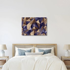 Tablou pe sticlă - 3D triunghiuri de lemn (70x50 cm)