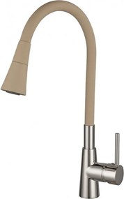 Baterie bucatarie cu pipa flexibila Inter Ceramic Havana finisaj crom lucios-bej mat cu 2 functii