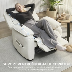 HOMCOM Fotoliu Electric Reclinabil 150° cu Suport pentru Picioare, Șezut Larg, Fotoliu Reclinabil Silențios, Port USB, Funcție Memorie, Telecomandă, din Catifea, pentru Living, Bej | Aosom Romania