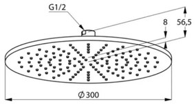 Cap dus rotund, Kludi, A-QA, diametru 30cm, fix, DN 15, alb-crom