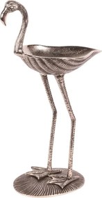 Bol decorativ din aluminiu reciclat, argintiu, model flamingo, 51 x 26 x 19 cm, „Camargue”