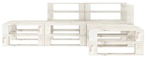 Set mobilier de gradina din paleti, 4 piese, alb, lemn Alb, 1