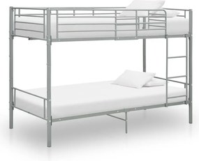 vidaXL Pat supraetajat, gri, 90 x 200 cm, metal