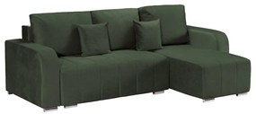 Coltar Extensibil 3 locuri Armando, cu ladă de depozitare, Verde - Gri, 240 x 147 x 85 cm