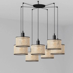 Lustra suspendata cu 7 pendule design natural MAMBO 21cm negru/ratan