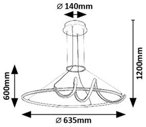 Lustră LED dimabilă pe cablu Rabalux 72022 MENAZI LED/46W/230V 3000-6500K + telecomandă