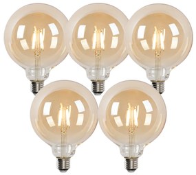 Set de 5 becuri LED inteligente E27 G125 aurii 4.9W 470lm 1800-4000K