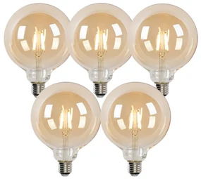 Set de 5 becuri LED inteligente E27 G125 aurii 4.9W 470lm 1800-4000K